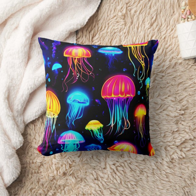 Neon Jellyfish Dreamscape Cushion (Blanket)