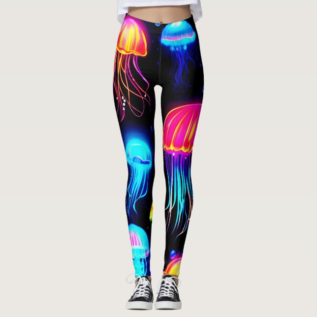 Neon Jellyfish Dreamscape Leggings (Front)