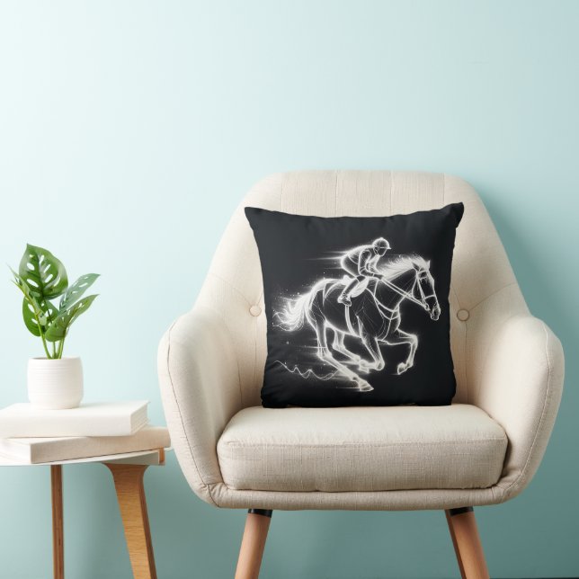 Neon Jockey On a Galloping Horse Cushion (Chair)