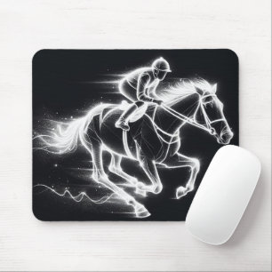 Neon Jockey On a Galloping Horse Mouse Mat