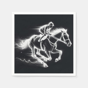 Neon Jockey On a Galloping Horse Napkin