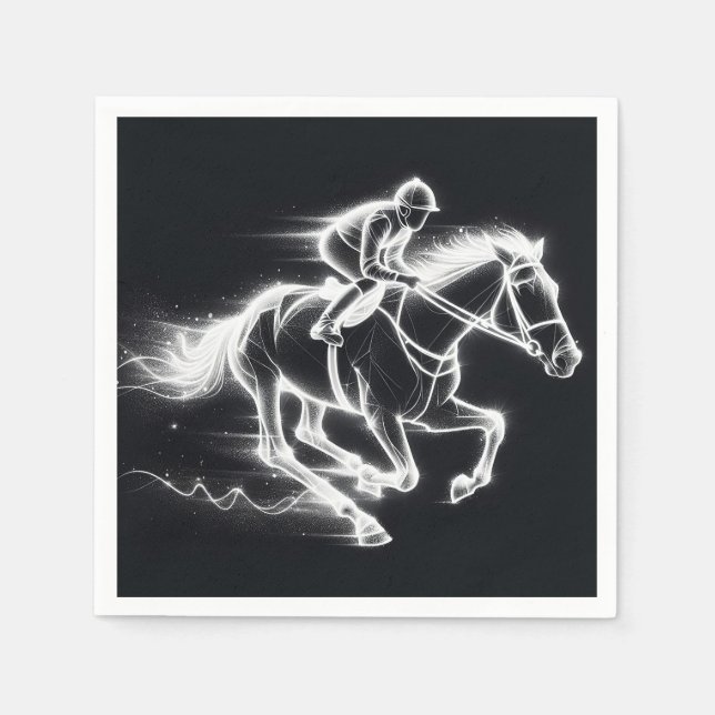 Neon Jockey On a Galloping Horse Napkin (Front)