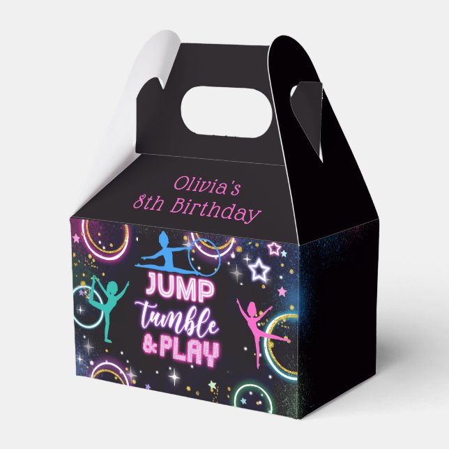 Neon Jump Tumble Play Birthday Party Favour Box (Front Side)