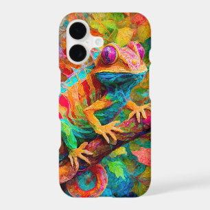 Neon Jungle Chameleon, Bright Rainforest Collage