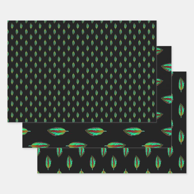 Neon Jungle Colourful Leaf Wrapping Paper Sheet (Set)