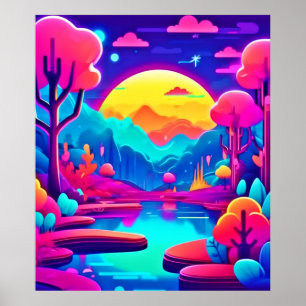 Neon Jungle Dream Art Poster