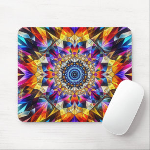 Neon Kaleidoscope Design Mouse Mat