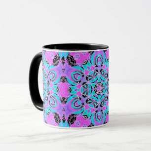 Neon kaleidoscope , mandala mug