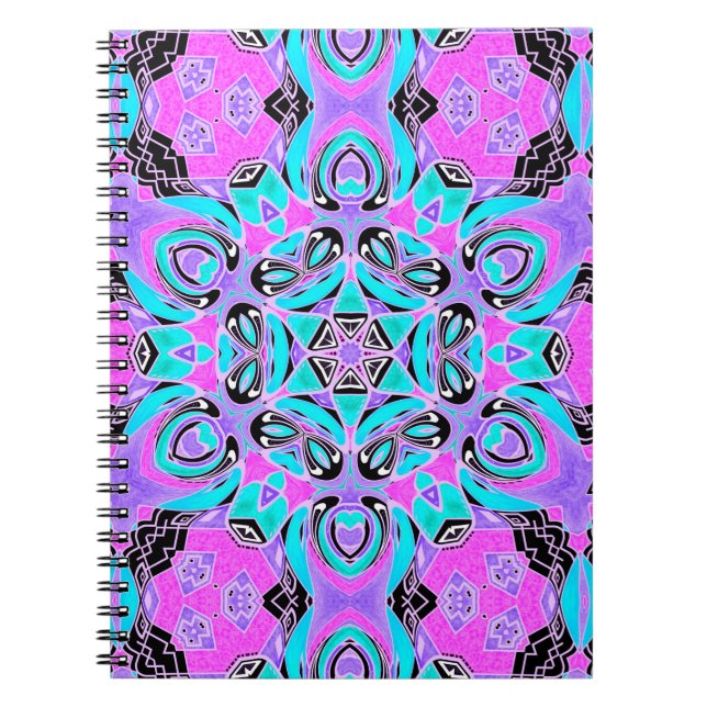 Neon kaleidoscope , mandala notebook (Front)