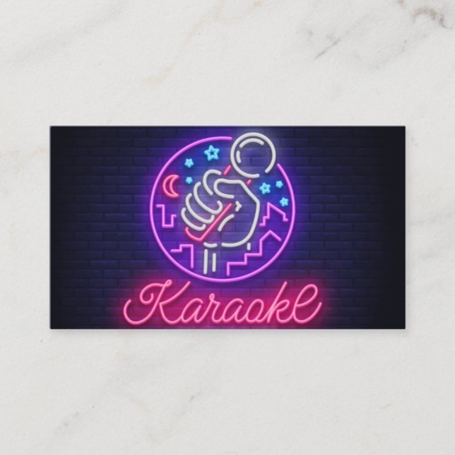 Neon Karaoke Bar Business Card (Front)