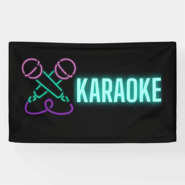 Neon Karaoke Mics and Text   Banner (Horizontal)