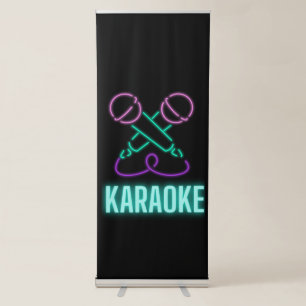 Neon Karaoke Mics and Text Retractable Banner