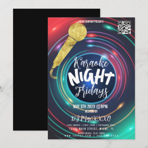 Neon Karaoke Night Event Party Bar Club Flyer Invitation