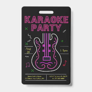 Neon Karaoke Party ID Badge