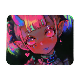 Neon Kawaii Demon Girl Pastel Goth Magnet
