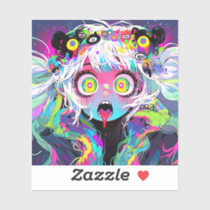 Neon Kawaii Shockwave: Psychedelic Anime Girl