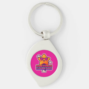 Neon Kawaii Star – “Shine Even on Cloudy Days” Key Ring