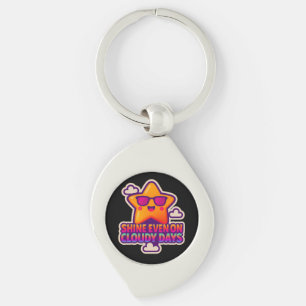 Neon Kawaii Star – “Shine Even on Cloudy Days” Key Ring
