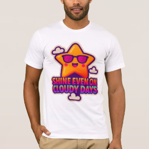 Neon Kawaii Star – “Shine Even on Cloudy Days” T-Shirt