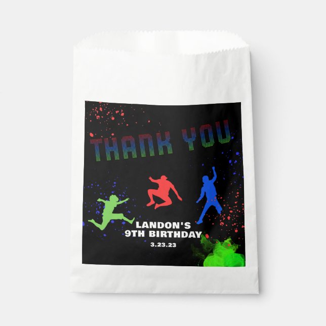 Neon Kids Trampoline Park Birthday Party Favour Bags (Front)