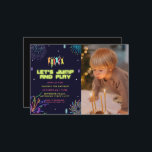 Neon kids trampoline park photo birthday  invitation<br><div class="desc">It is a kids birthday invitation</div>