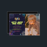 Neon kids trampoline park photo birthday  invitation<br><div class="desc">It is a kids birthday invitation</div>