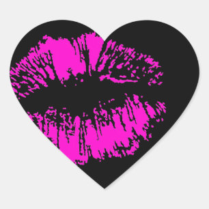Neon Kiss on Black Heart Heart Sticker