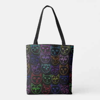 Neon Kitties Tote Bag