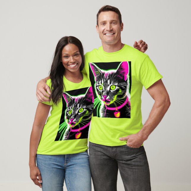 Neon Kitty Feline Art T-Shirt (Unisex)