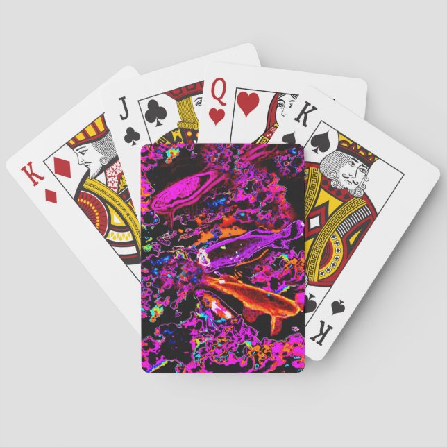 Neon Koi (Pink) Bicycle Playing Cards (Back)