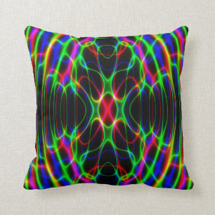 Neon Laser Light Psychedelic Abstract Cushion
