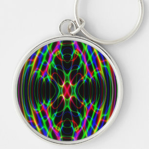 Neon Laser Light Psychedelic Abstract Key Ring