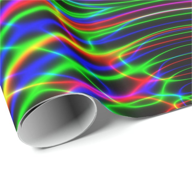 Neon Laser Light Psychedelic Abstract Wrapping Paper (Roll Corner)