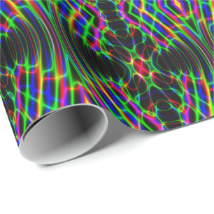 Neon Laser Light Psychedelic Abstract Wrapping Paper