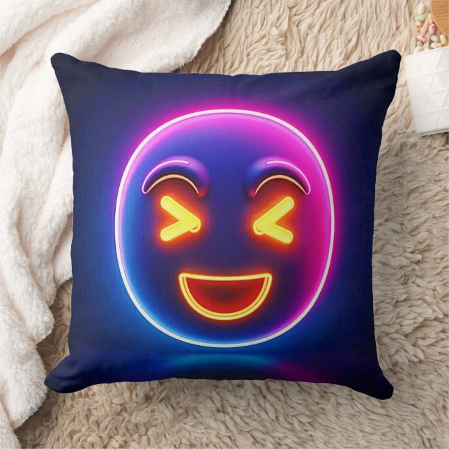 Neon Laughing Emoji Joy Cushion (Blanket)