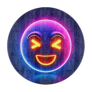 Neon Laughing Emoji Joy Cutting Board