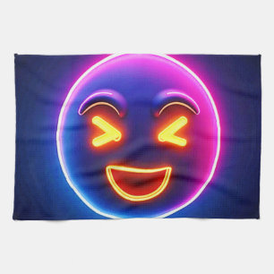 Neon Laughing Emoji Joy Tea Towel