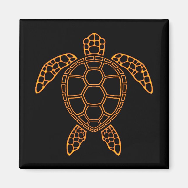 Neon Lava Sea Turtle Design Magnet (Front)