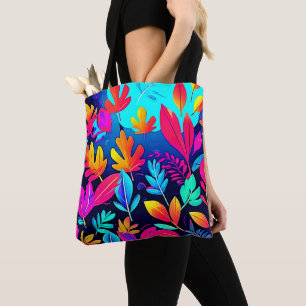 Neon Leaf Paradise Art Tote Bag