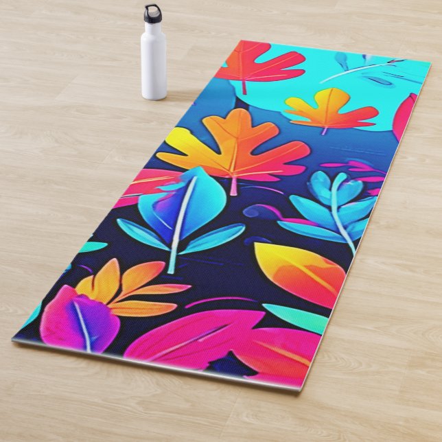 Neon Leaf Paradise Art Yoga Mat (In Situ)