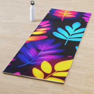 Neon Leaves Abstract Pattern Yoga Mat