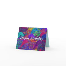 Neon Leaves Happy Birthday Card