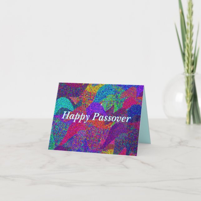 Neon Leaves Happy Passover Card (Front)