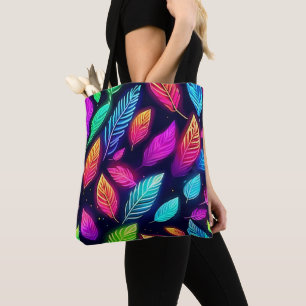 Neon Leaves in Vibrant Glow Art Tote Bag