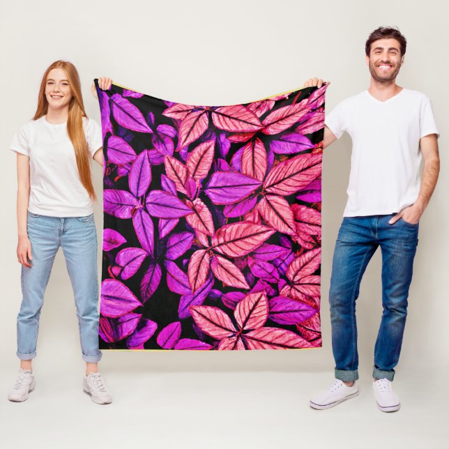 Neon Leaves Wonders Fleece Blanket (In Situ)