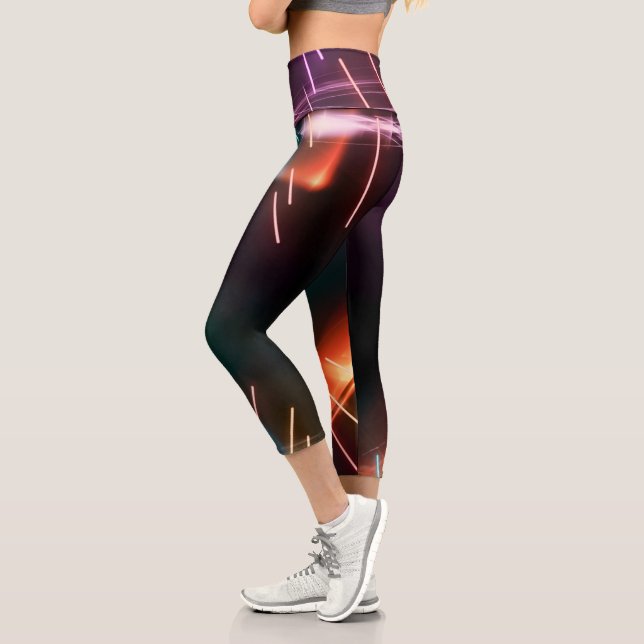 Neon Led Artistic Black Women Capri Leggings (Left)