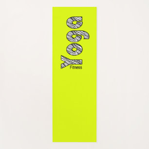 neon lemon green yoga pattern tiger lettering mat