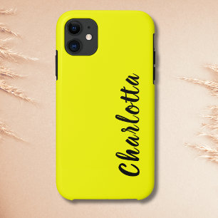 Neon Lemon Solid Colour Custom Personalise iPhone 11 Case