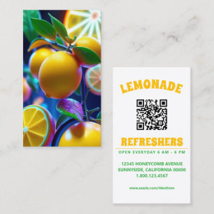 neon lemons limes with qr code business card