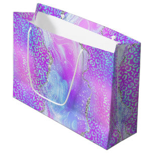 Neon Leopard Agate   Glam Abstract Stone Pattern Large Gift Bag
